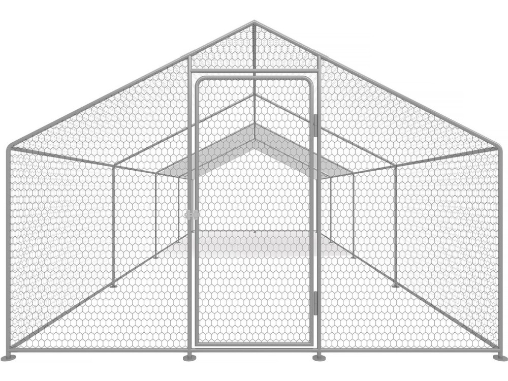 Kippenren 24 m² gaas hok 8 x 3 x 2 m gegalvaniseerd staal