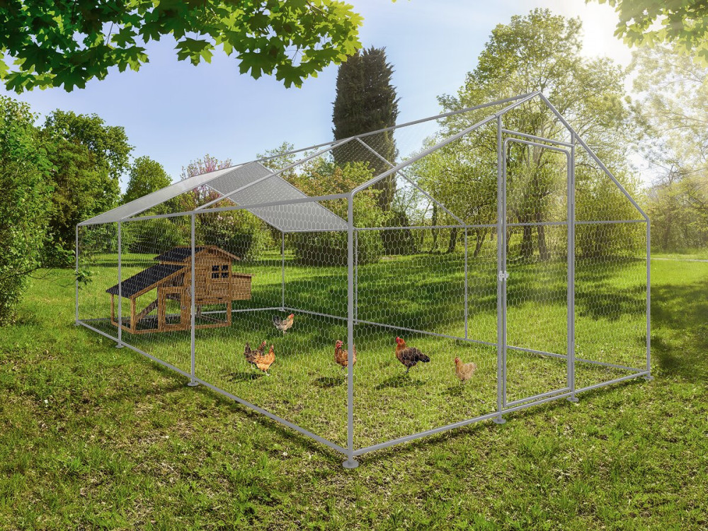 Kippenren 18 m² gaas hok 6 x 3 x 2 m gegalvaniseerd staal