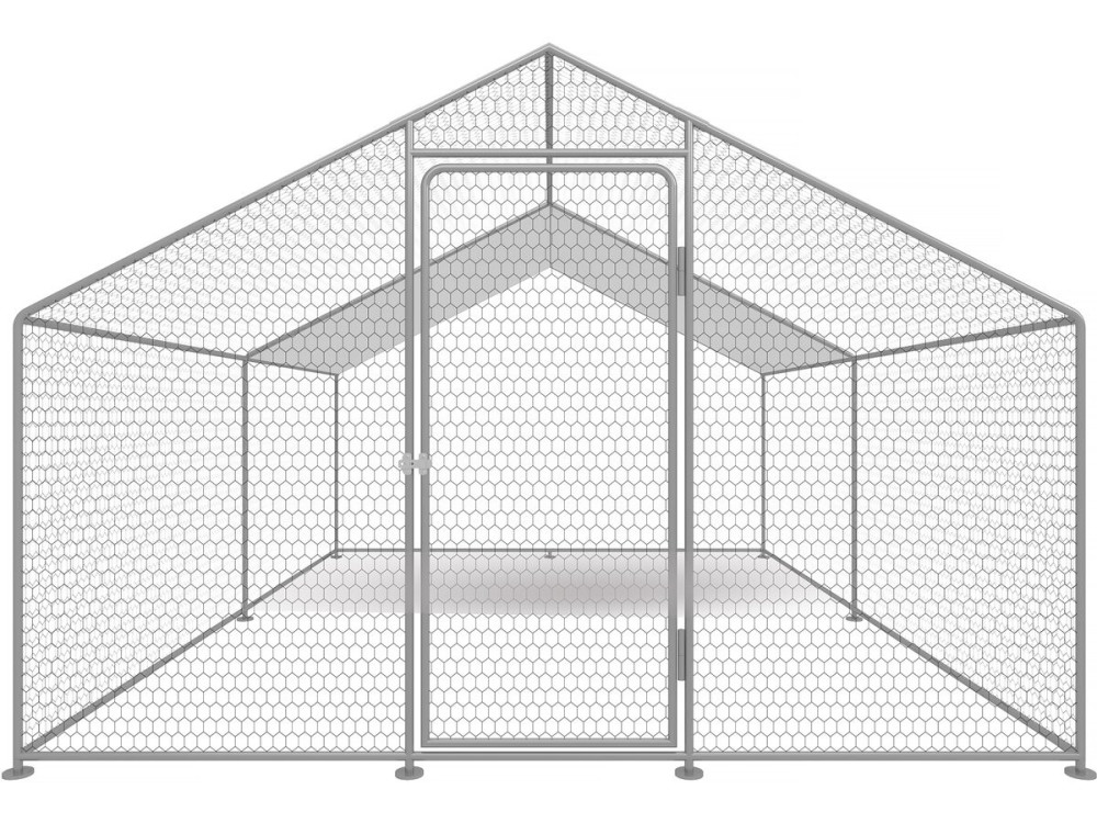 Kippenren 9 m² gaas hok 3 x 3 x 2 m gegalvaniseerd staal