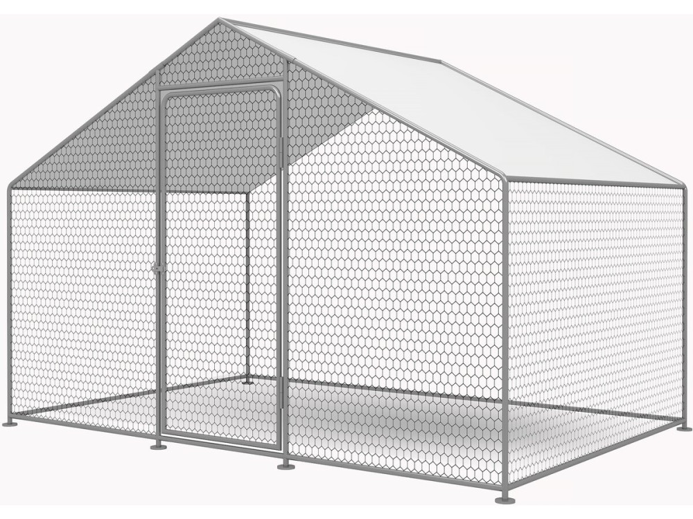 Kippenren 6 m² gaas hok 2 x 3 x 2 m gegalvaniseerd staal