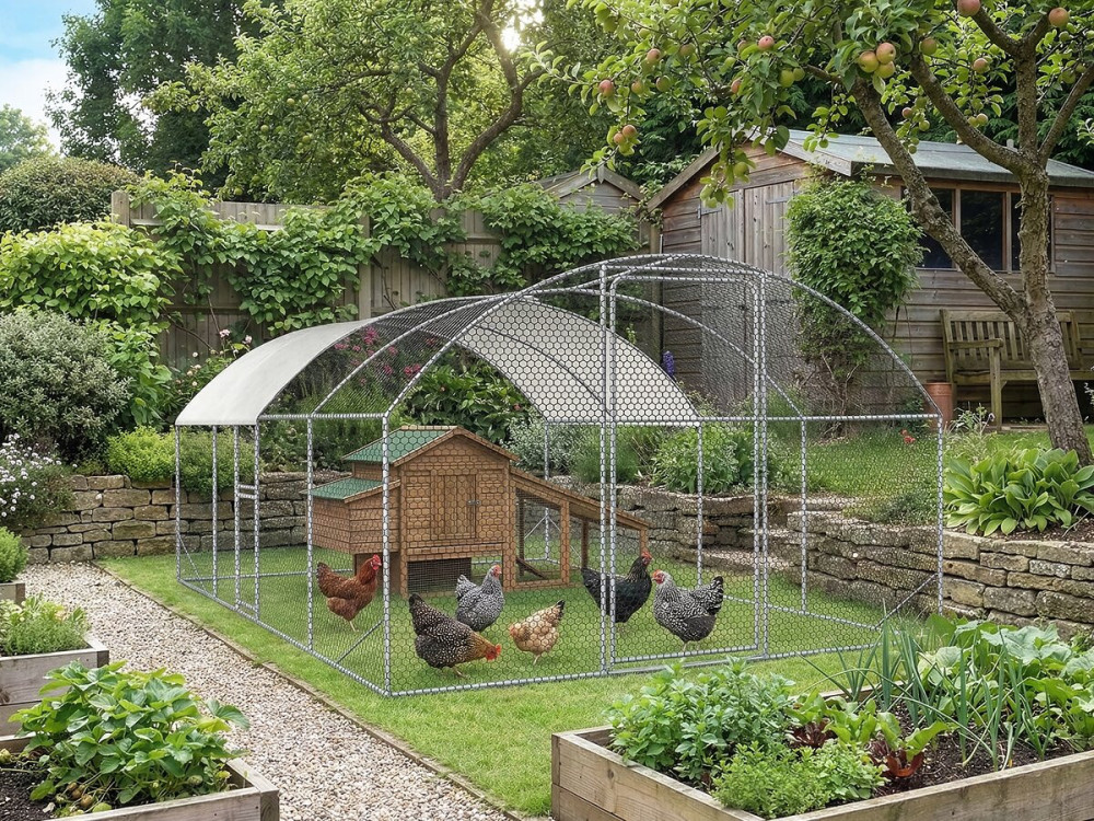 15 m² koepel kippenren "Cocorico" - 5 x 3 m - gegalvaniseerd staal