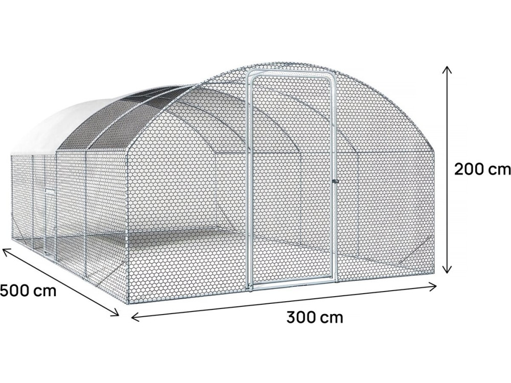 15 m² koepel kippenren "Cocorico" - 5 x 3 m - gegalvaniseerd staal