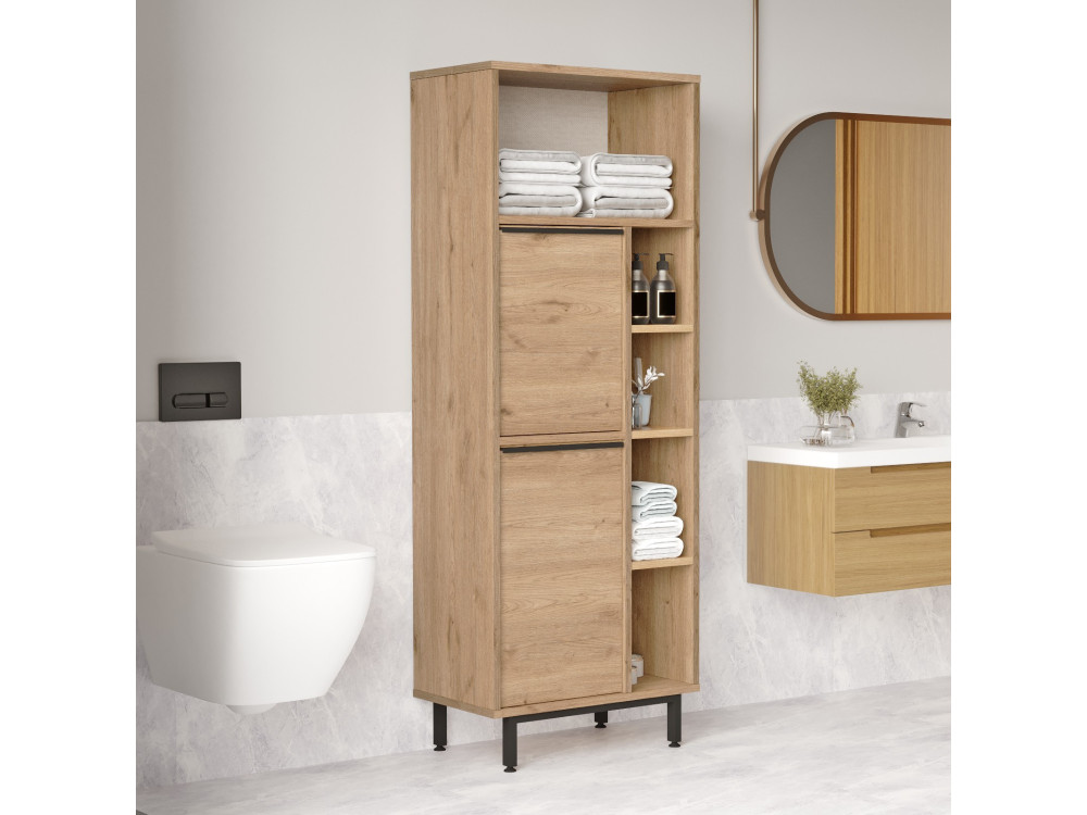 Houten badkamermeubel "ON10C" - 60 x 46 x 161 cm - Bruin