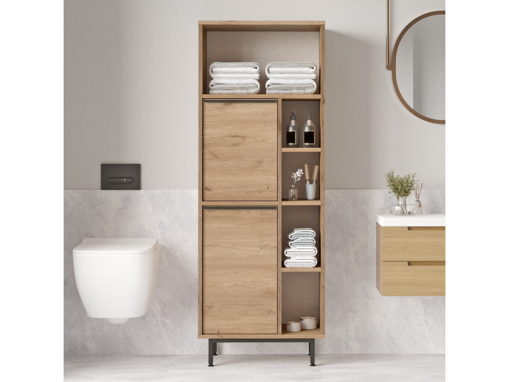 Houten badkamermeubel "ON10C" - 60 x 46 x 161 cm - Bruin