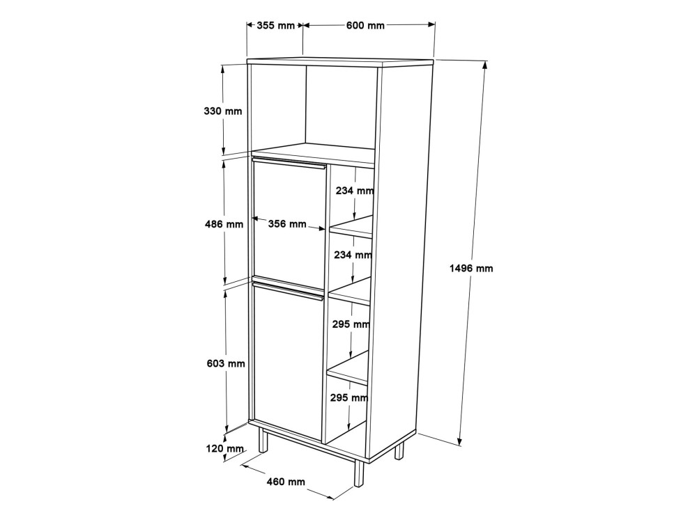 Houten badkamermeubel "ON10C" - 60 x 46 x 161 cm - Bruin