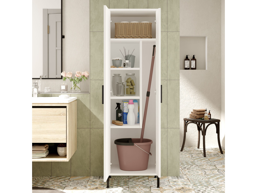 Multifunctionele houten kledingkast "Jienna" - 50 x 36 x 165 cm - Wit
