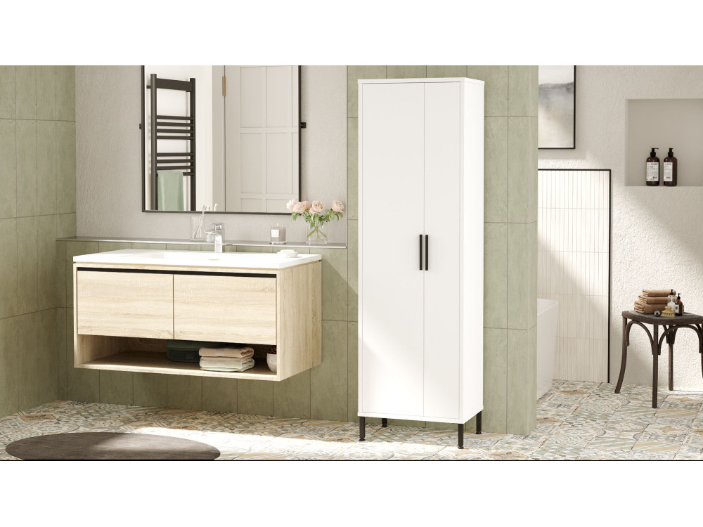 Multifunctionele houten kledingkast "Jienna" - 50 x 36 x 165 cm - Wit