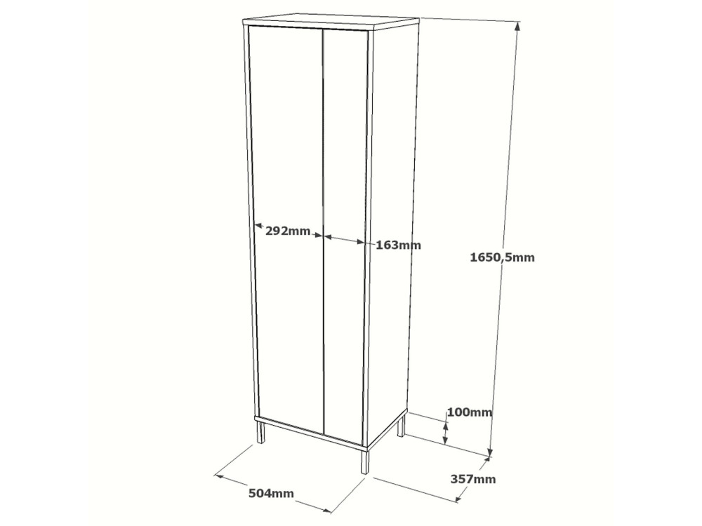 Multifunctionele houten kledingkast "Jienna" - 50 x 36 x 165 cm - Wit
