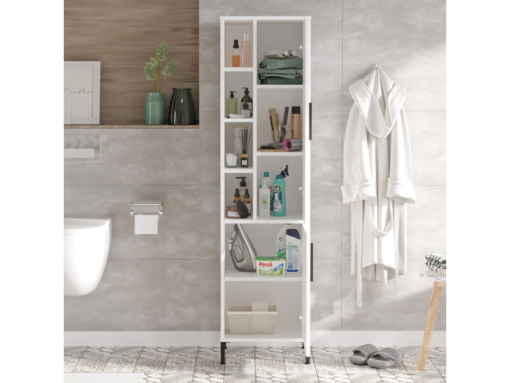 Multifunctionele houten kledingkast "Vile" - 45 x 35 x 174 cm - Wit