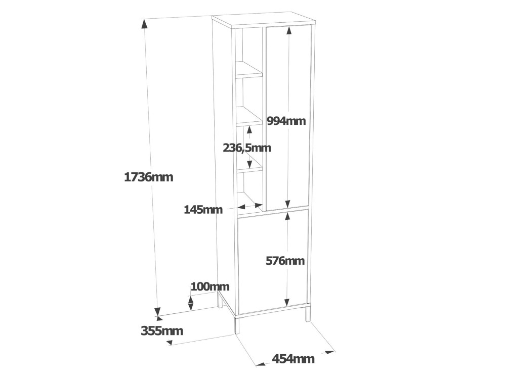 Multifunctionele houten kledingkast "Vile" - 45 x 35 x 174 cm - Wit
