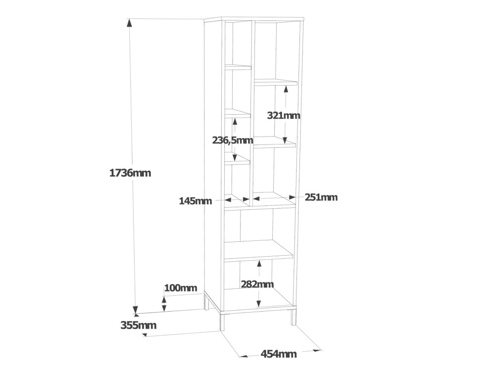 Multifunctionele houten kledingkast "Vile" - 45 x 35 x 174 cm - Wit