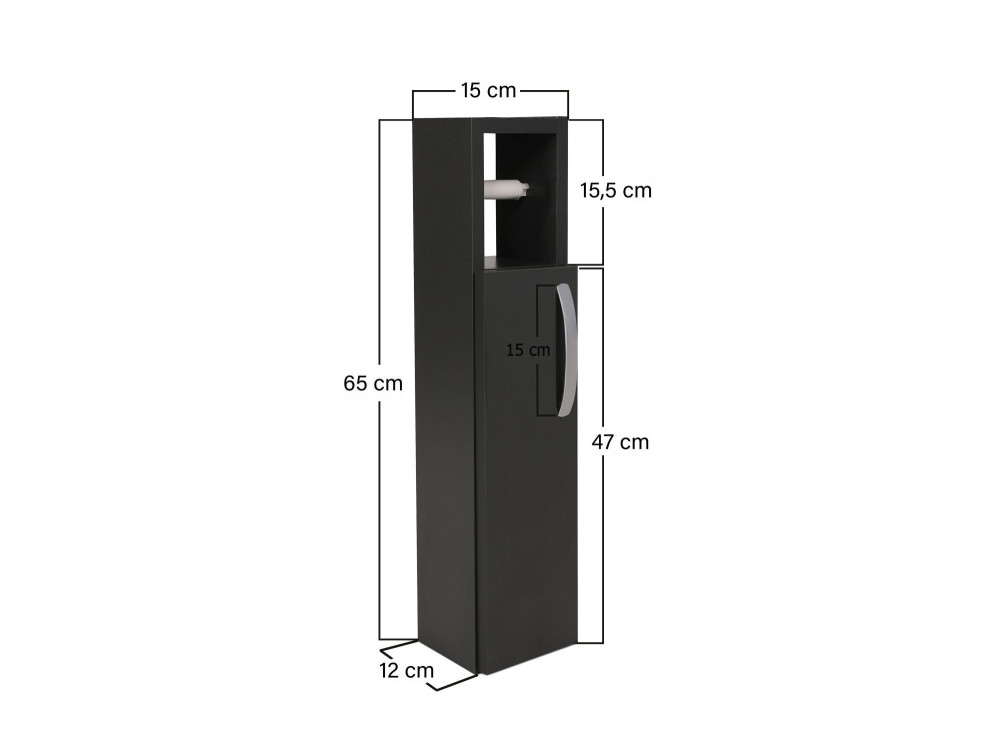 Houten toiletrolhouder "Star" - 15 x 12 x 65 cm - Antracietgrijs