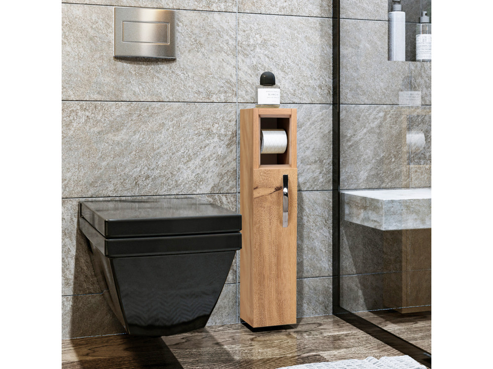 Houten toiletrolhouder "Star" - 15 x 12 x 65 cm - Bruin