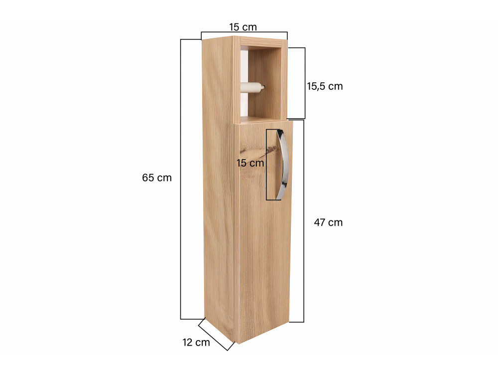 Houten toiletrolhouder "Star" - 15 x 12 x 65 cm - Bruin