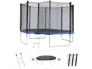 Trampoline buitenspeelgoed "Joycy" - Ø 4,27 m - Met veiligheidsnet + ladder + beschermhoes + verankeringsset