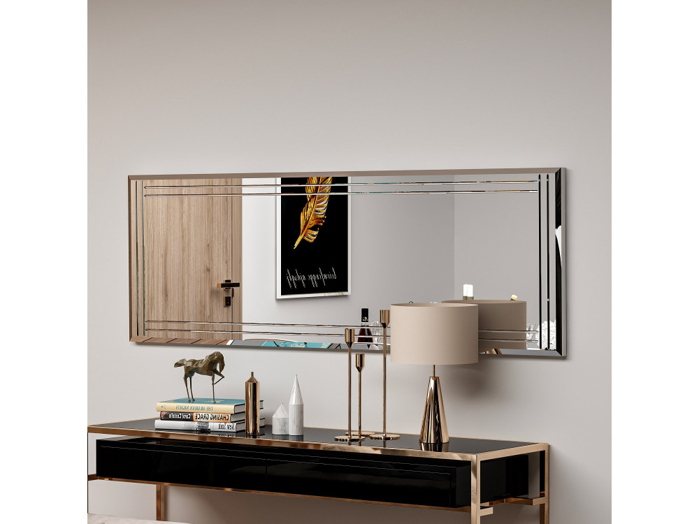 Buhem" houten spiegel - 40 x 120 cm - Wit