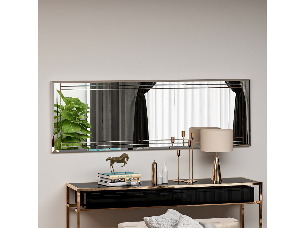 Buhem" houten spiegel - 40 x 120 cm - Wit