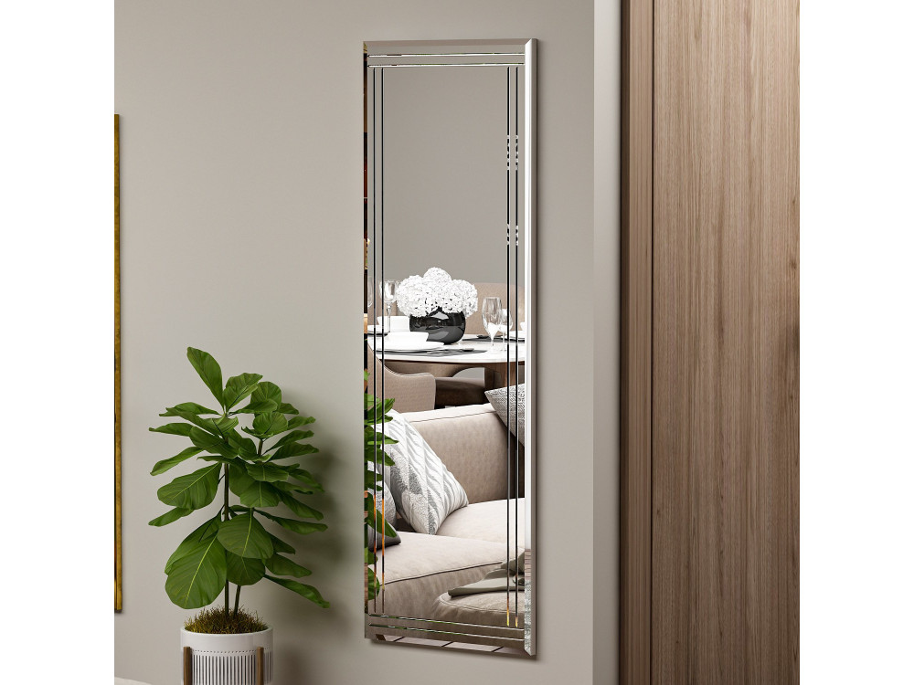 Buhem" houten spiegel - 40 x 120 cm - Wit