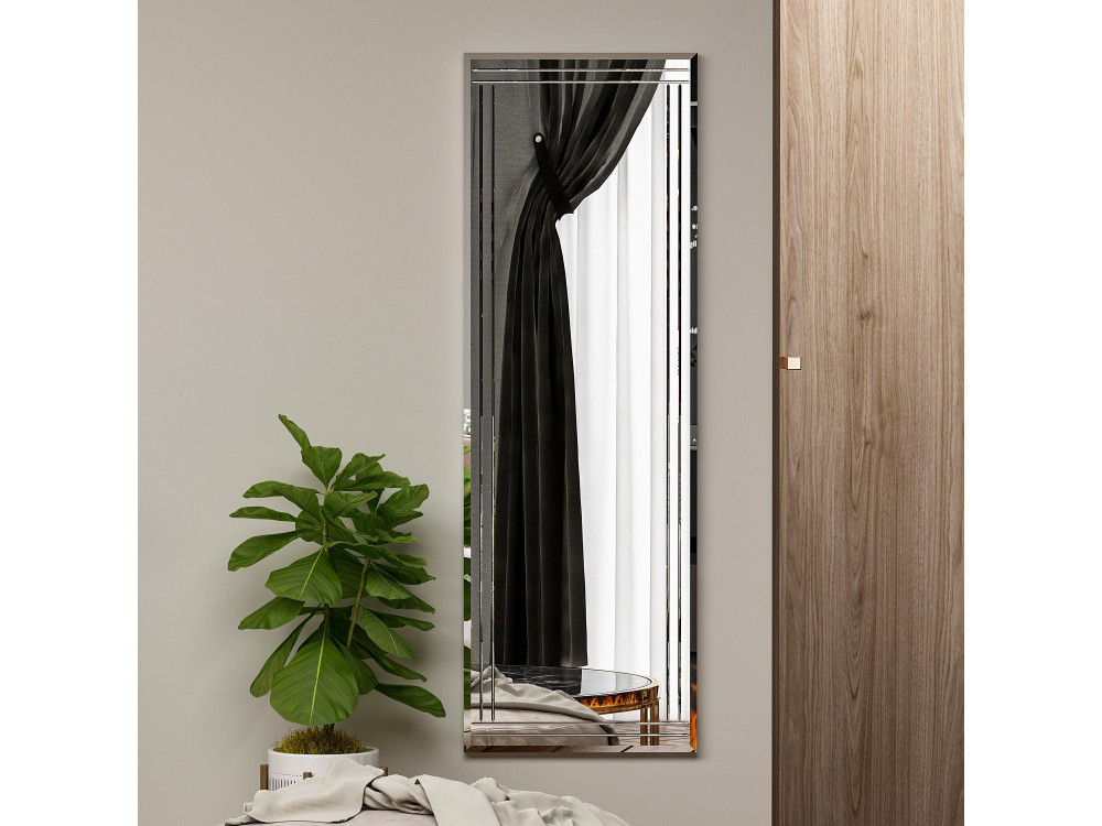 Buhem" houten spiegel - 40 x 120 cm - Wit