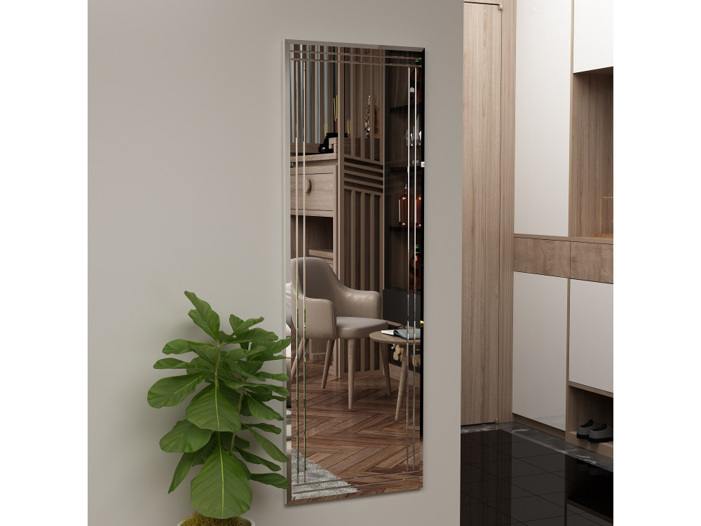 Buhem" houten spiegel - 40 x 120 cm - Wit