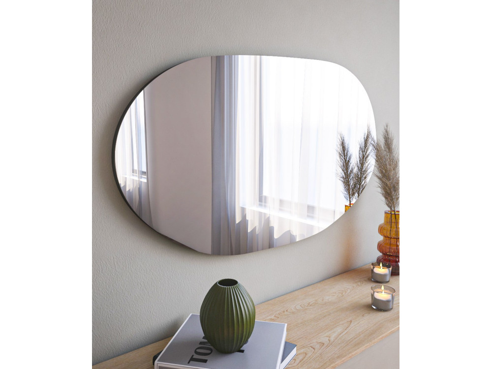 Vanomi" houten spiegel - 52 x 89 cm - Zwart