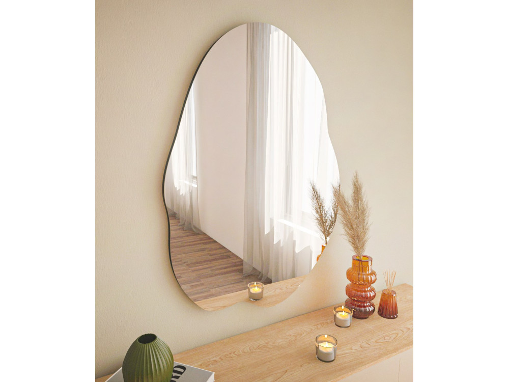 Ohho" houten spiegel - 60 x 85 cm - Zwart