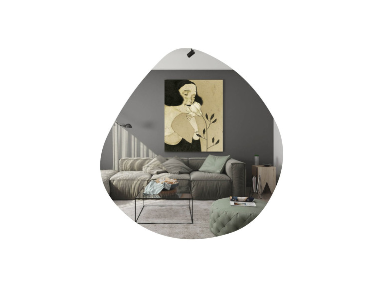 Besso" houten spiegel - 60 x 60 cm - Zwart