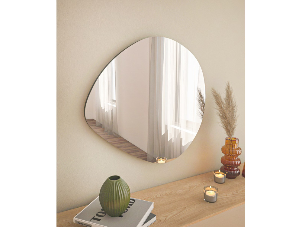 Besso" houten spiegel - 60 x 60 cm - Zwart