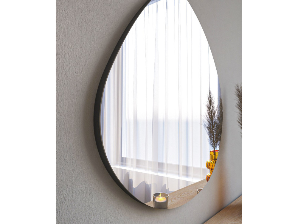 Besso" houten spiegel - 60 x 60 cm - Zwart