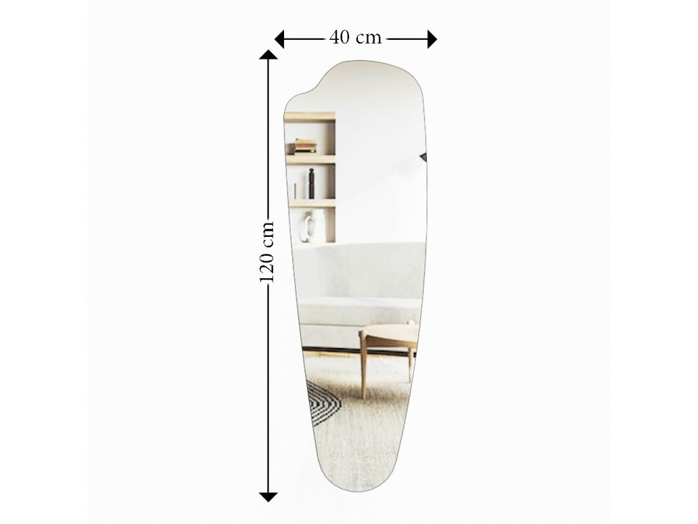 Reos" houten psyche spiegel - 40 x 120 cm - Transparant