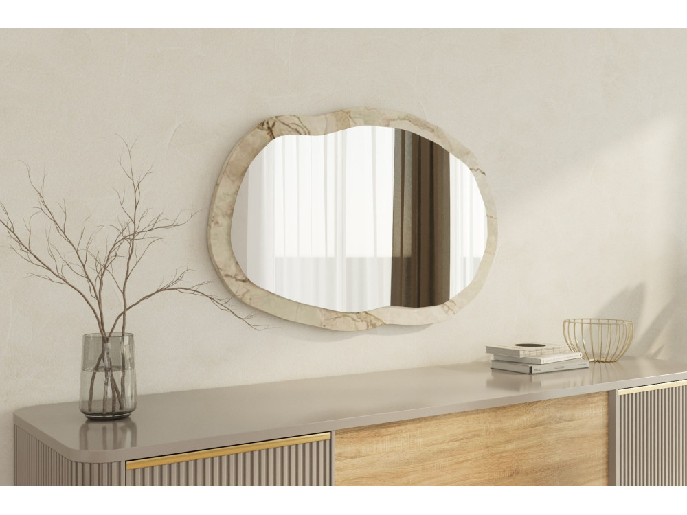 Houten spiegel "Lossa" - 52 x 86 cm - Gemarmerd beige