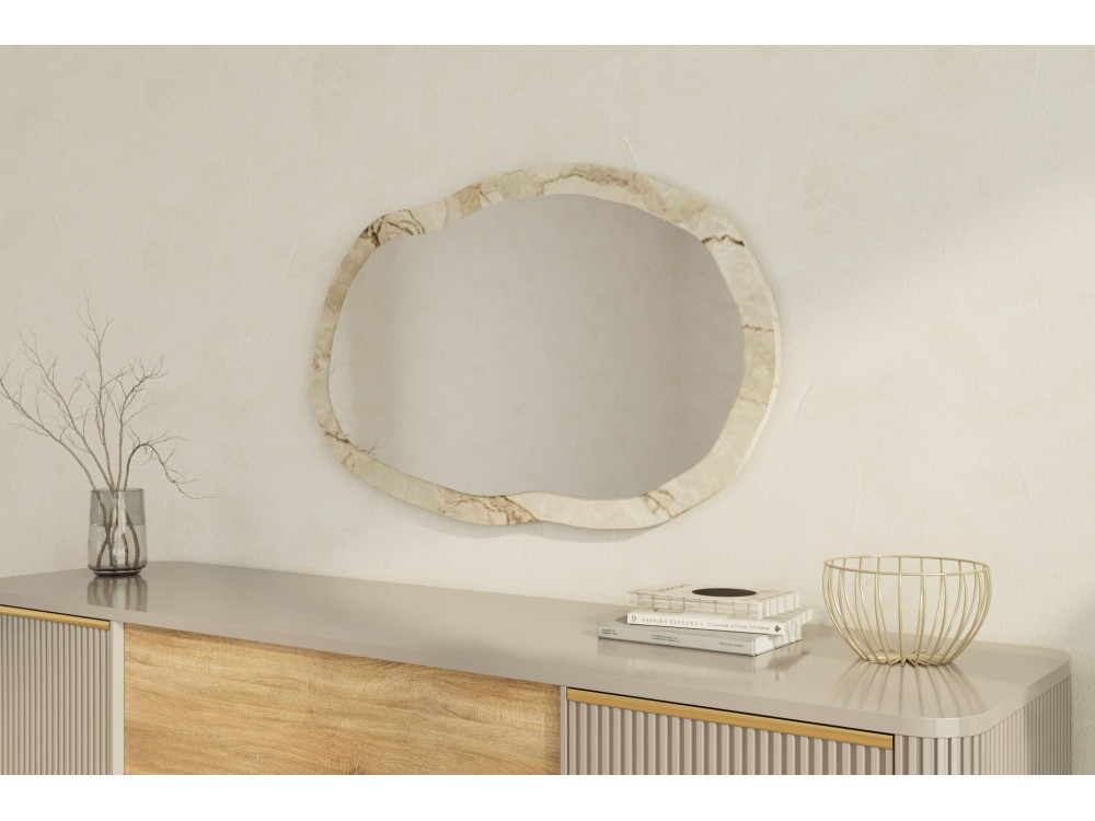 Houten spiegel "Lossa" - 52 x 86 cm - Gemarmerd beige