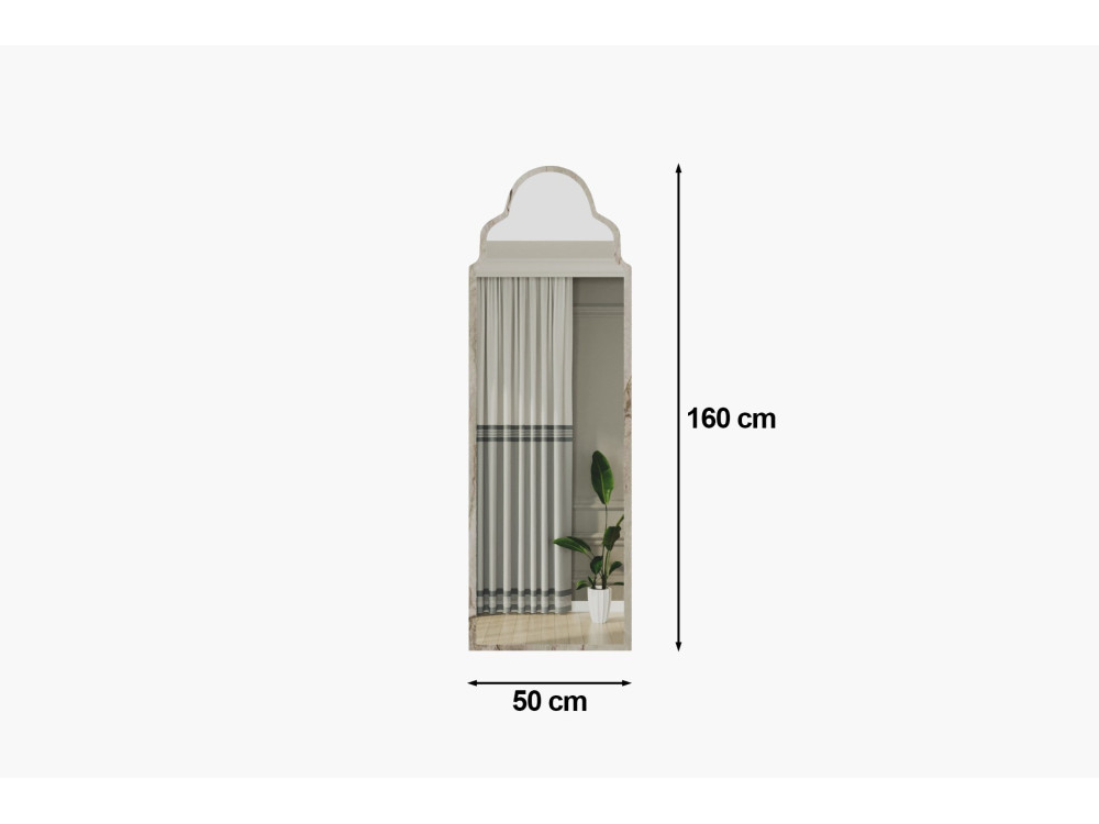 Houten spiegel "Sahmaran" - 50 x 160 cm - Beige