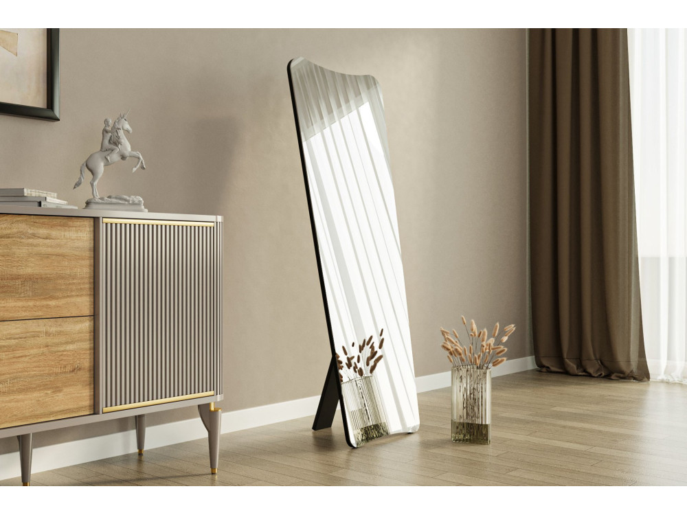 Vitros" houten spiegel - 55 x 150 cm - Zwart