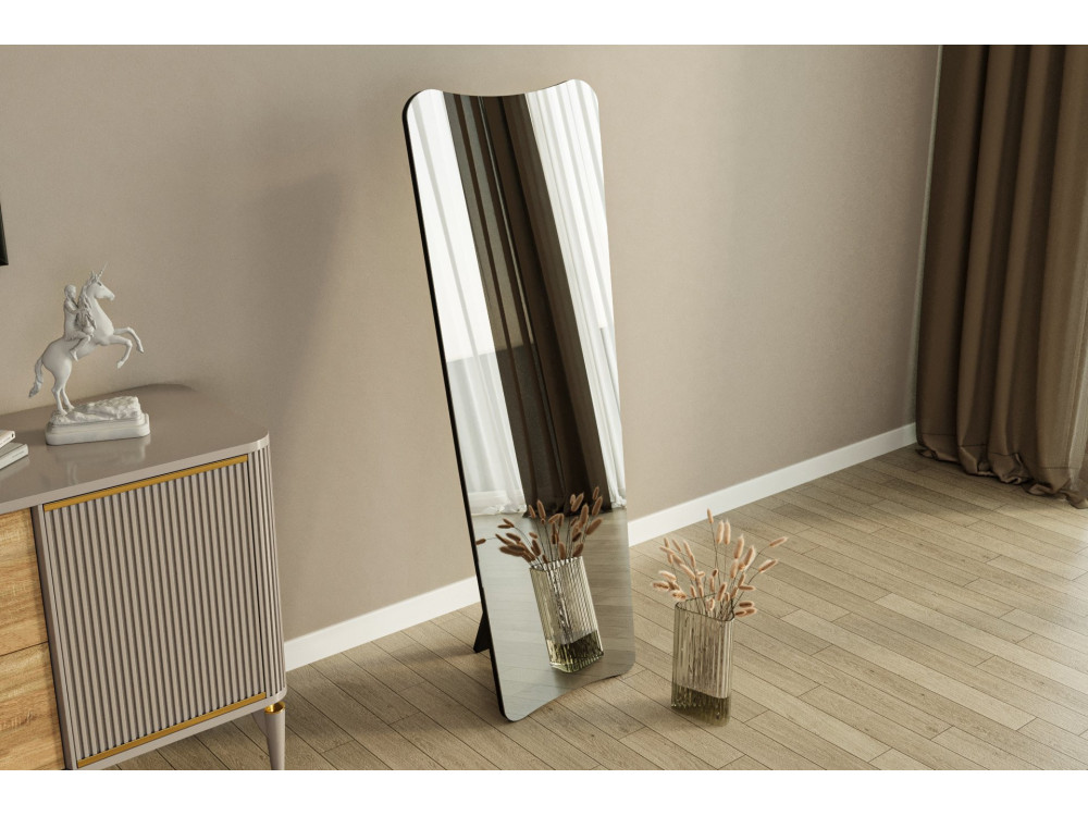 Vitros" houten spiegel - 55 x 150 cm - Zwart