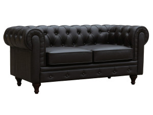 Bank bankstel Chesterfield "Aliza" - 157 x 82 x 70 cm - 2 zits - Bruin - kastanjebruin