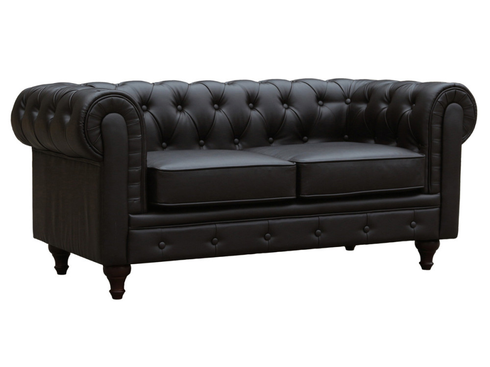 Bank bankstel Chesterfield "Aliza" - 157 x 82 x 70 cm - 2 zits - Bruin - kastanjebruin