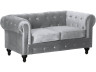Bank bankstel velours fluweel Chesterfield "Aliza" - 157 x 82 x 70 cm - 2 zits - Grijs