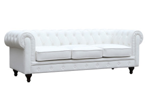 Bank bankstel Chesterfield "Aliza" - 208 x 82 x 70 cm - 3 zits - Wit