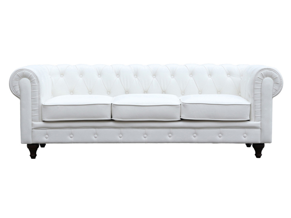Bank bankstel Chesterfield "Aliza" - 208 x 82 x 70 cm - 3 zits - Wit