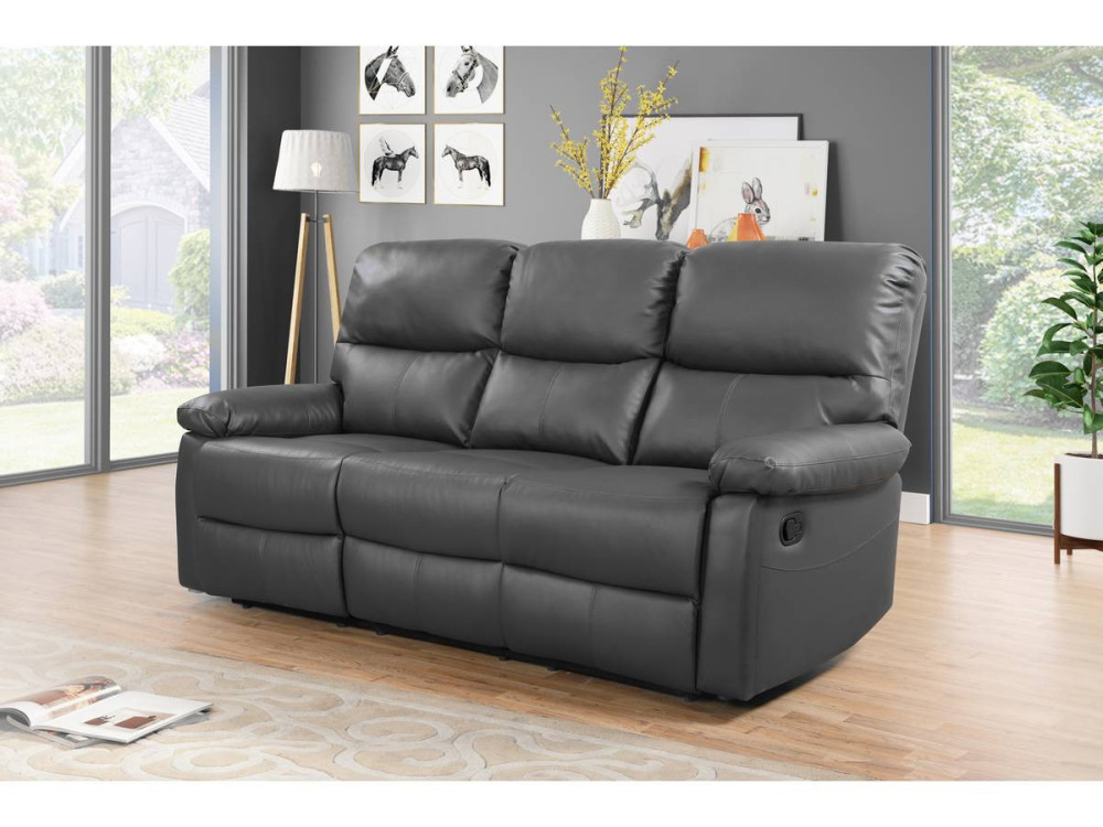 Relaxfauteuil relaxstoel verstelbaar bank "Lincoln" - 197 x 89 x 103 cm - 3 zits - Grijs