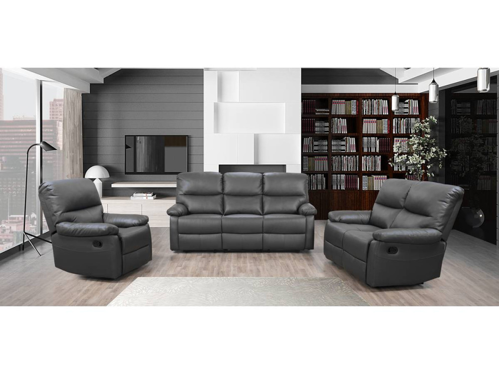Relaxfauteuil relaxstoel verstelbaar bank "Lincoln" - 197 x 89 x 103 cm - 3 zits - Grijs