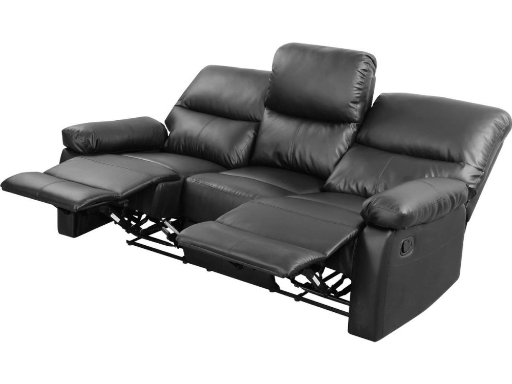 Relaxfauteuil relaxstoel verstelbaar bank "Lincoln" - 197 x 89 x 103 cm - 3 zits - Grijs
