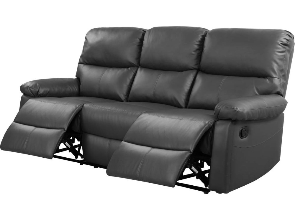 Relaxfauteuil relaxstoel verstelbaar bank "Lincoln" - 197 x 89 x 103 cm - 3 zits - Grijs