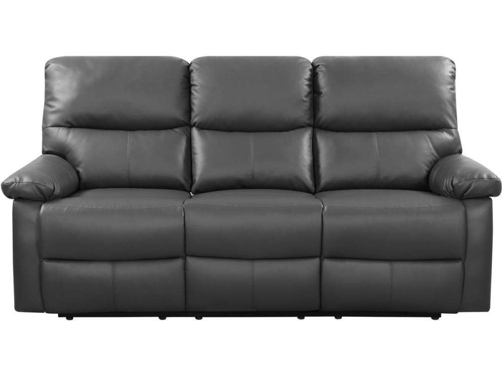 Relaxfauteuil relaxstoel verstelbaar bank "Lincoln" - 197 x 89 x 103 cm - 3 zits - Grijs