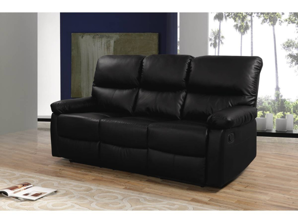Relaxfauteuil relaxstoel verstelbaar bank "Lincoln" - 197 x 89 x 103 cm - 3 zits - Zwart
