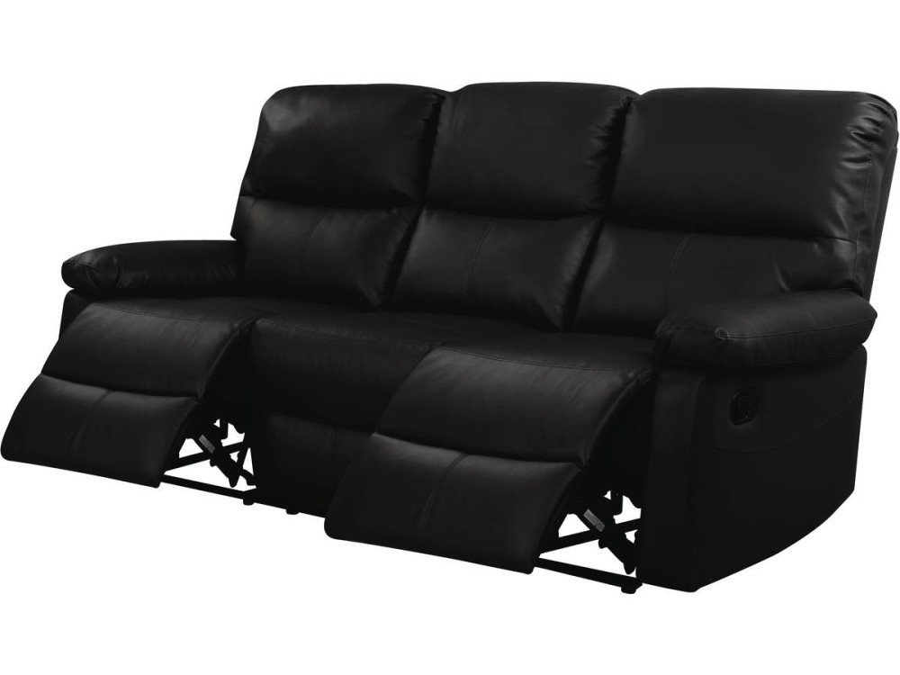 Relaxfauteuil relaxstoel verstelbaar bank "Lincoln" - 197 x 89 x 103 cm - 3 zits - Zwart