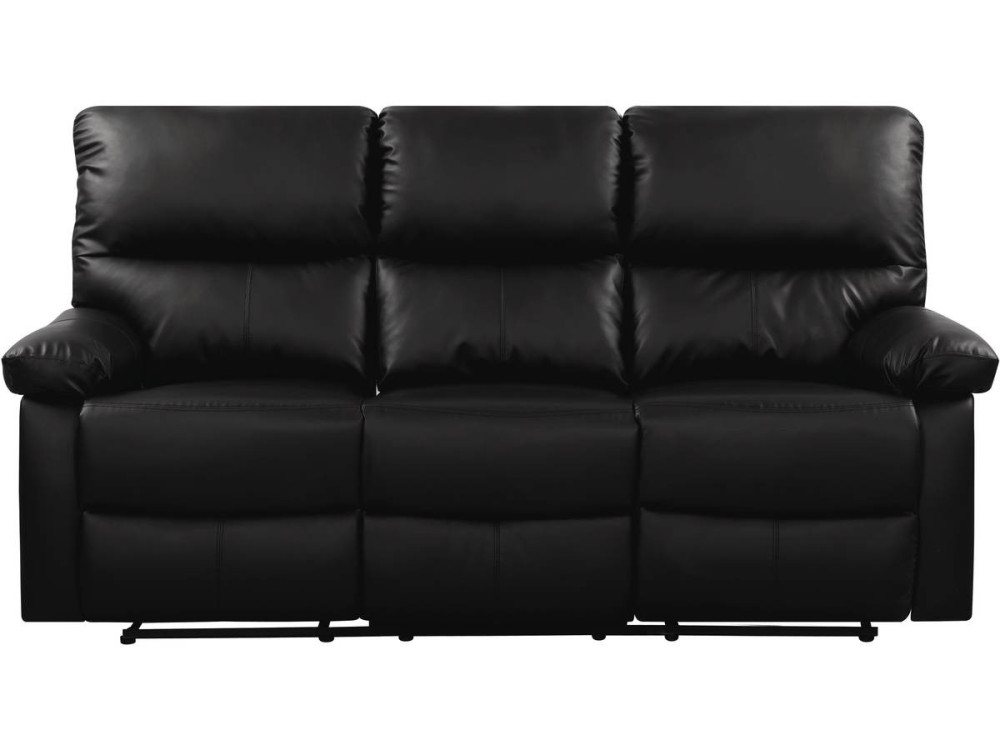 Relaxfauteuil relaxstoel verstelbaar bank "Lincoln" - 197 x 89 x 103 cm - 3 zits - Zwart