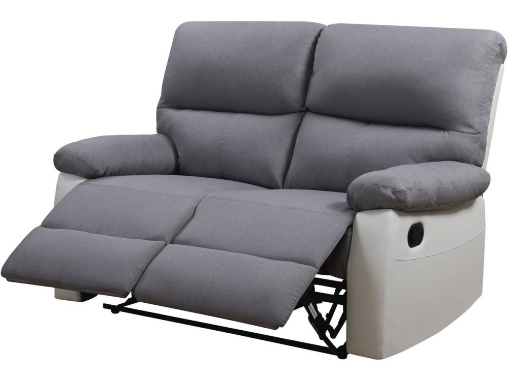 Relaxfauteuil relaxstoel verstelbaar bank "Lincoln" - 147 x 89 x 103 cm - 2 zits - Wit / Lichtgrijs