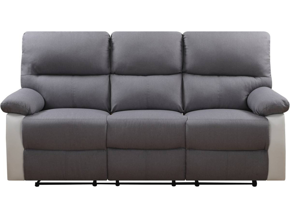 Relaxfauteuil relaxstoel verstelbaar bank "Lincoln" - 197 x 89 x 103 cm - 3 zits - Wit / Lichtgrijs